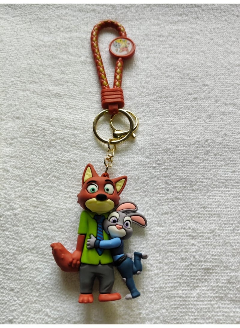 مفتاح سلسلة كرتون الثعلب والأرنب مع حزام سيليكون ناعم، شخصية لطيفة، قلادة حقيبة، حقيبة ظهر، مفاتيح هدية - Image 2